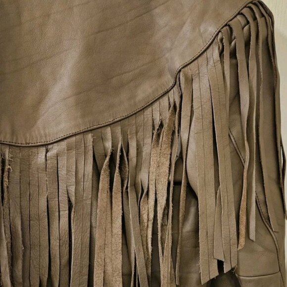 Vintage Western Leather Fringe Jacket Size Lg Cowgirl Cowboy Festival Motorcycle - Picture 11 of 16
